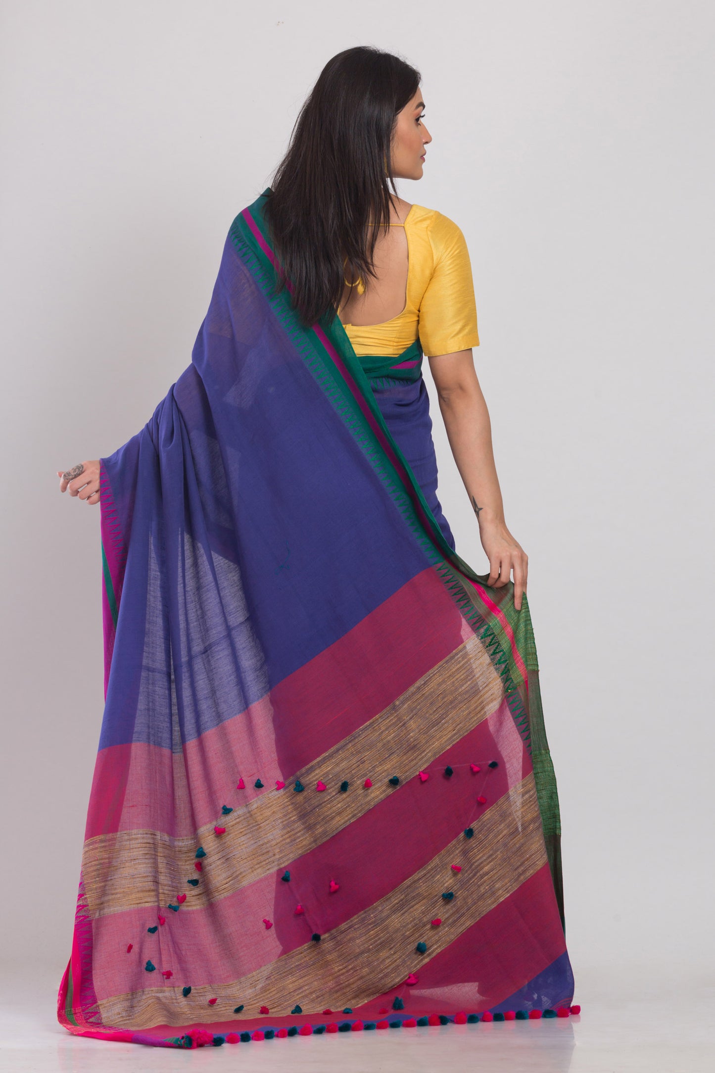 Indigo Handloom Cotton Saree