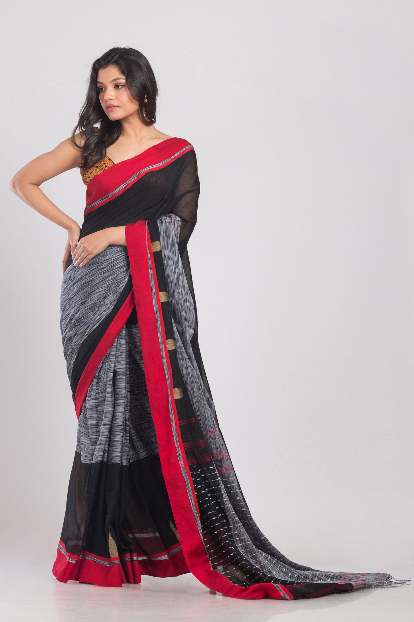 Black Handloom Cotton Saree