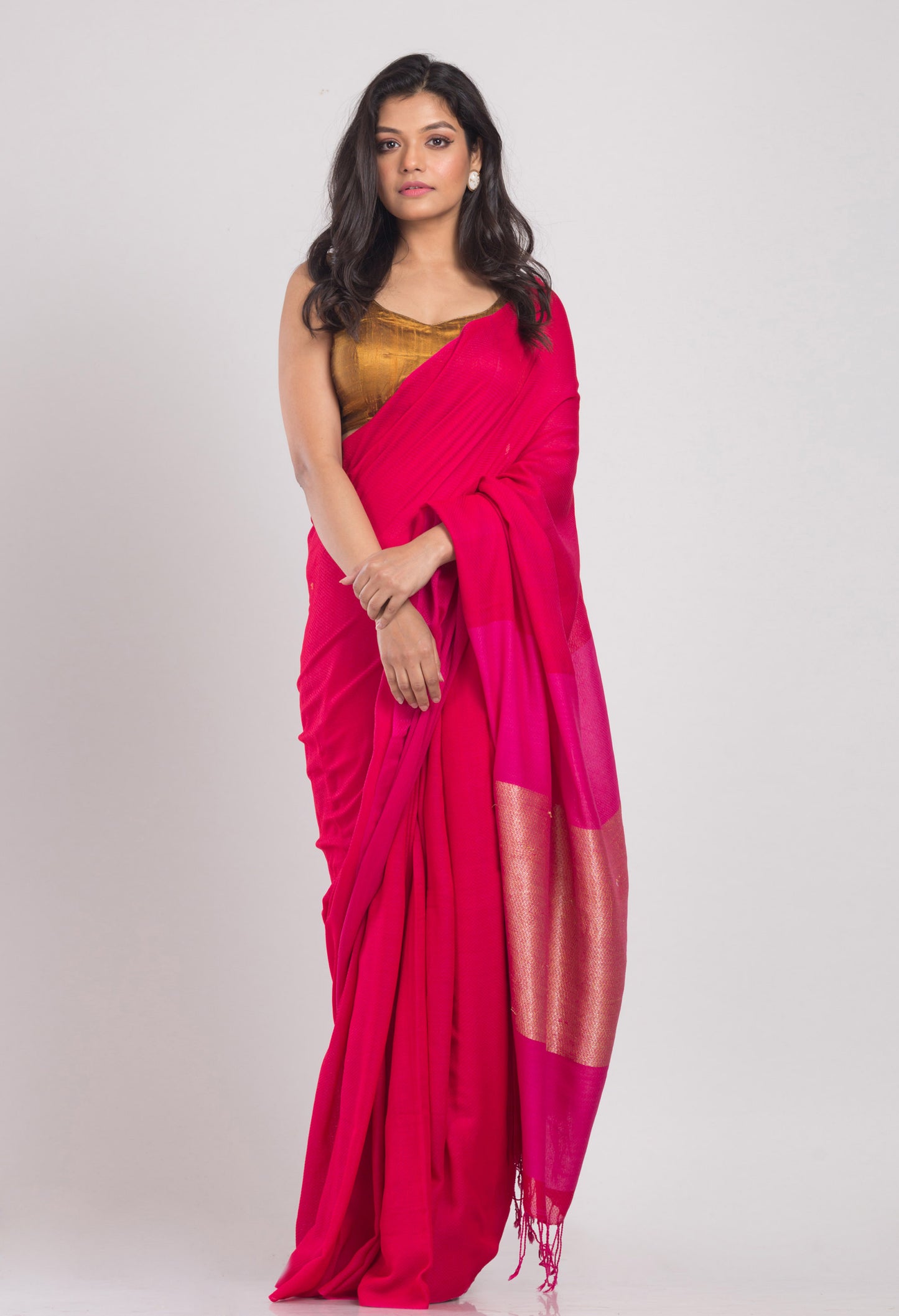 Pink Handwoven Cotton Saree