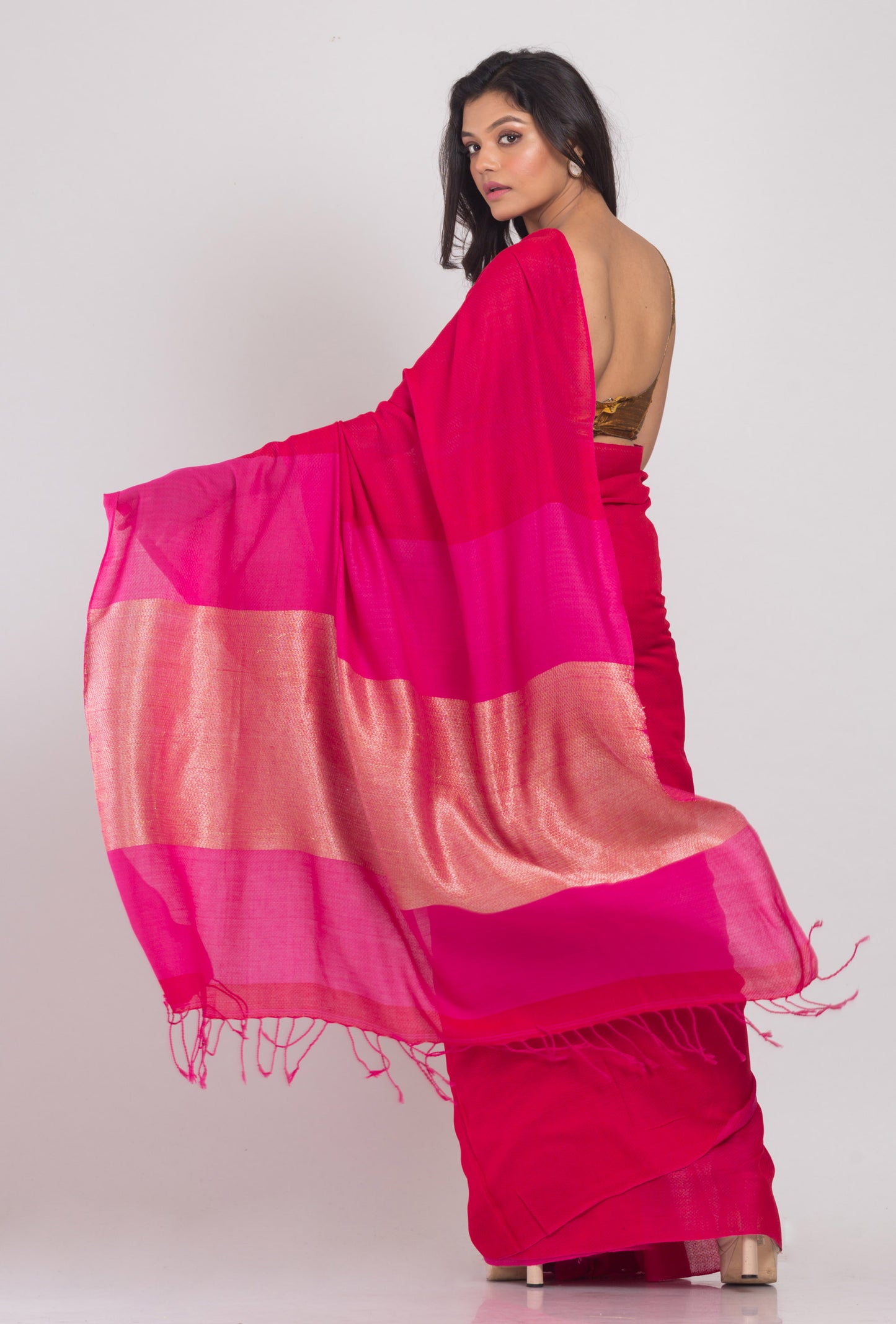 Pink Handwoven Cotton Saree