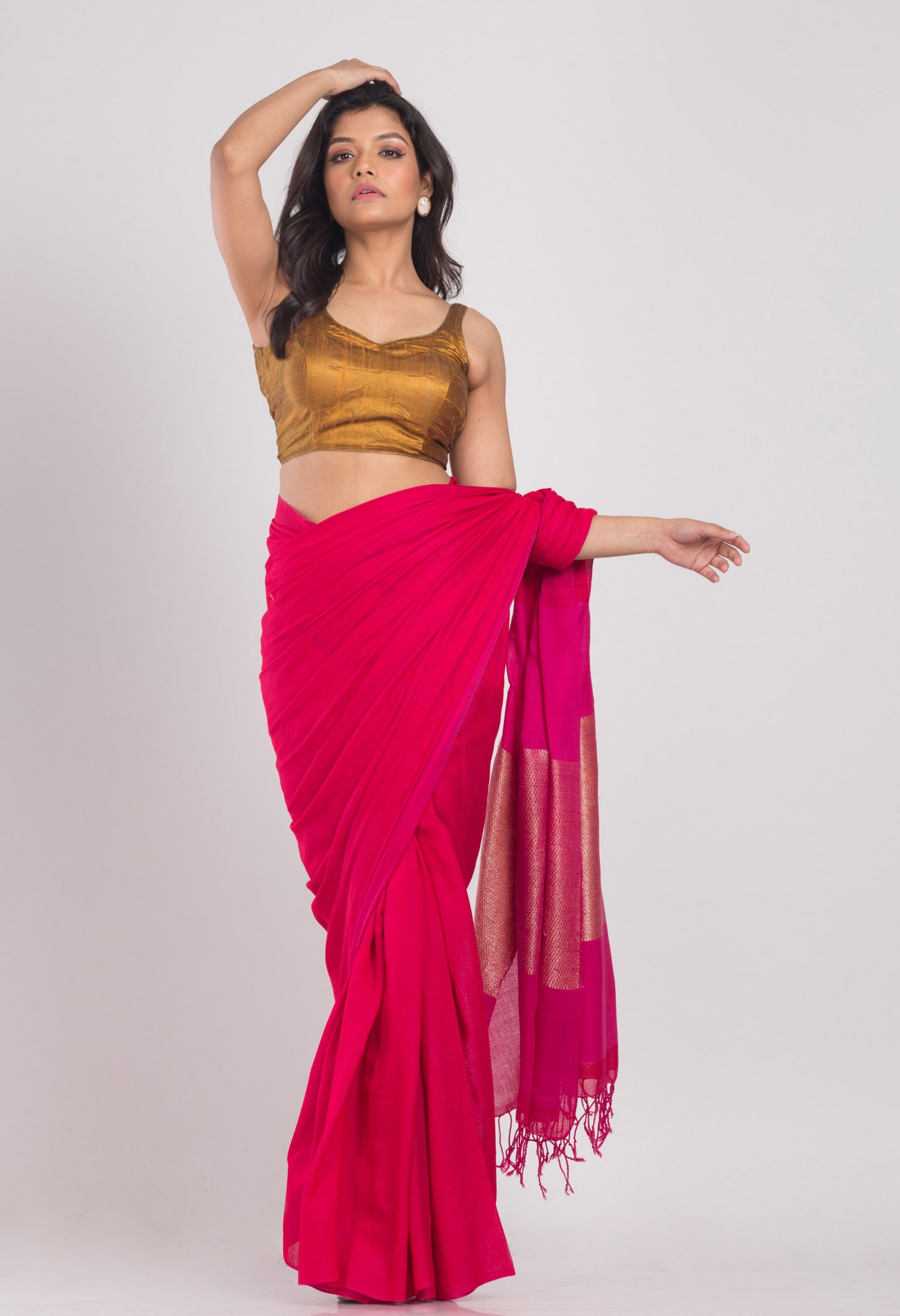 Pink Handwoven Cotton Saree