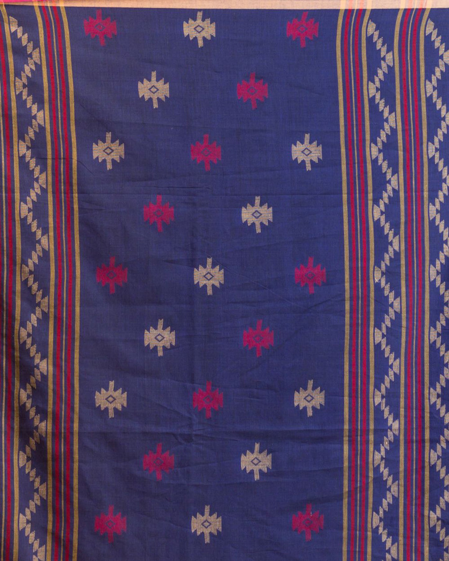 Indigo Cotton Jamdani Saree