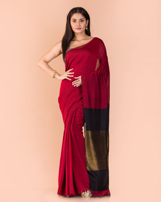 Red Handwoven Cotton Saree