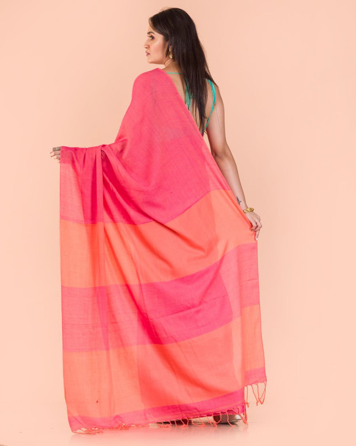 Pink Handwoven Cotton Saree