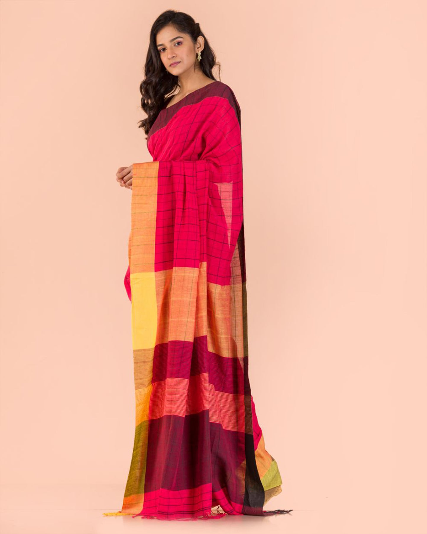 Red Handwoven Cotton Handloom Saree