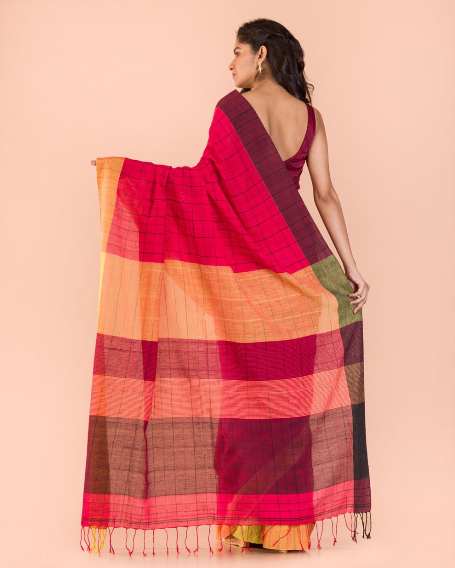 Red Handwoven Cotton Handloom Saree