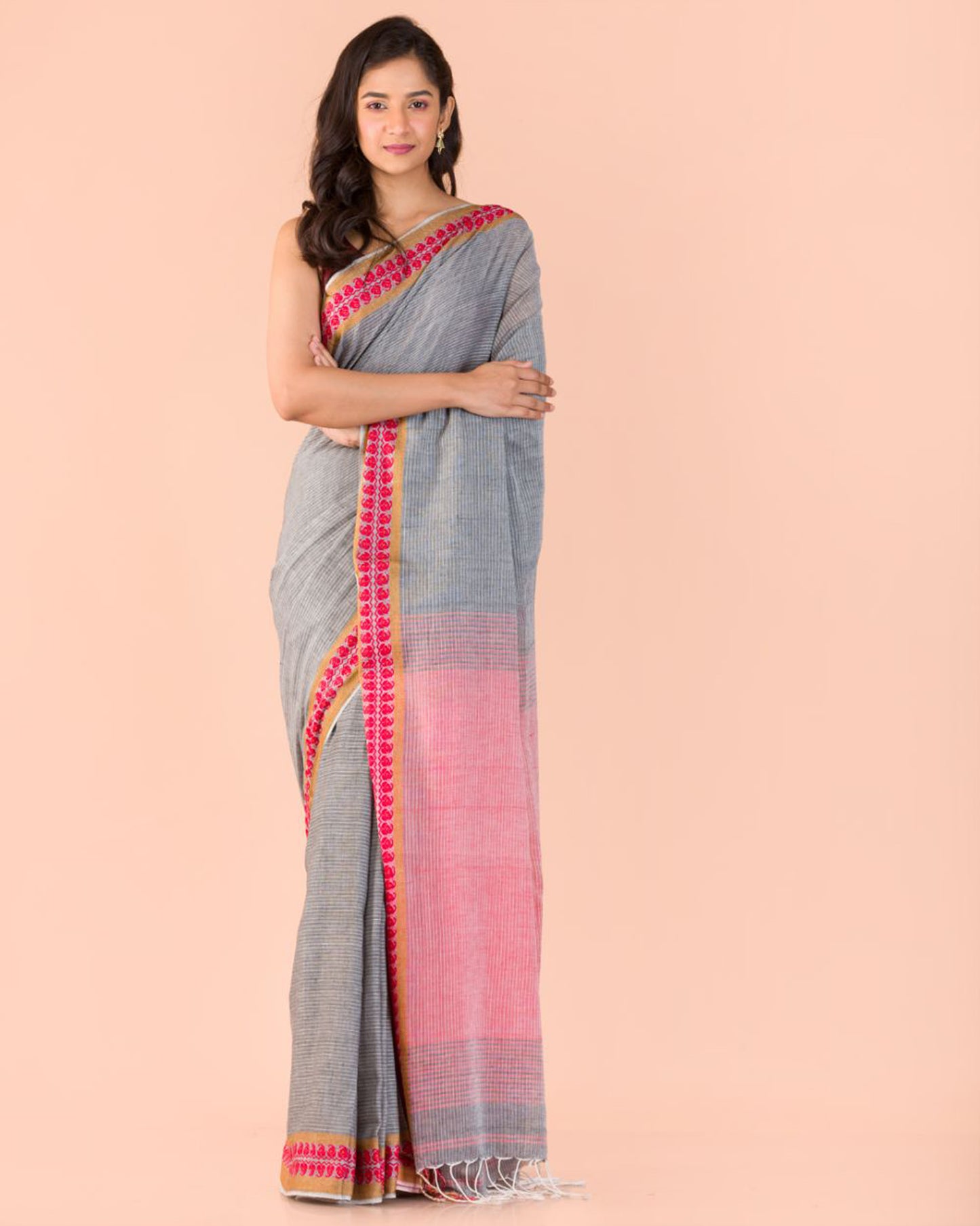 Grey Handwoven Cotton Saree