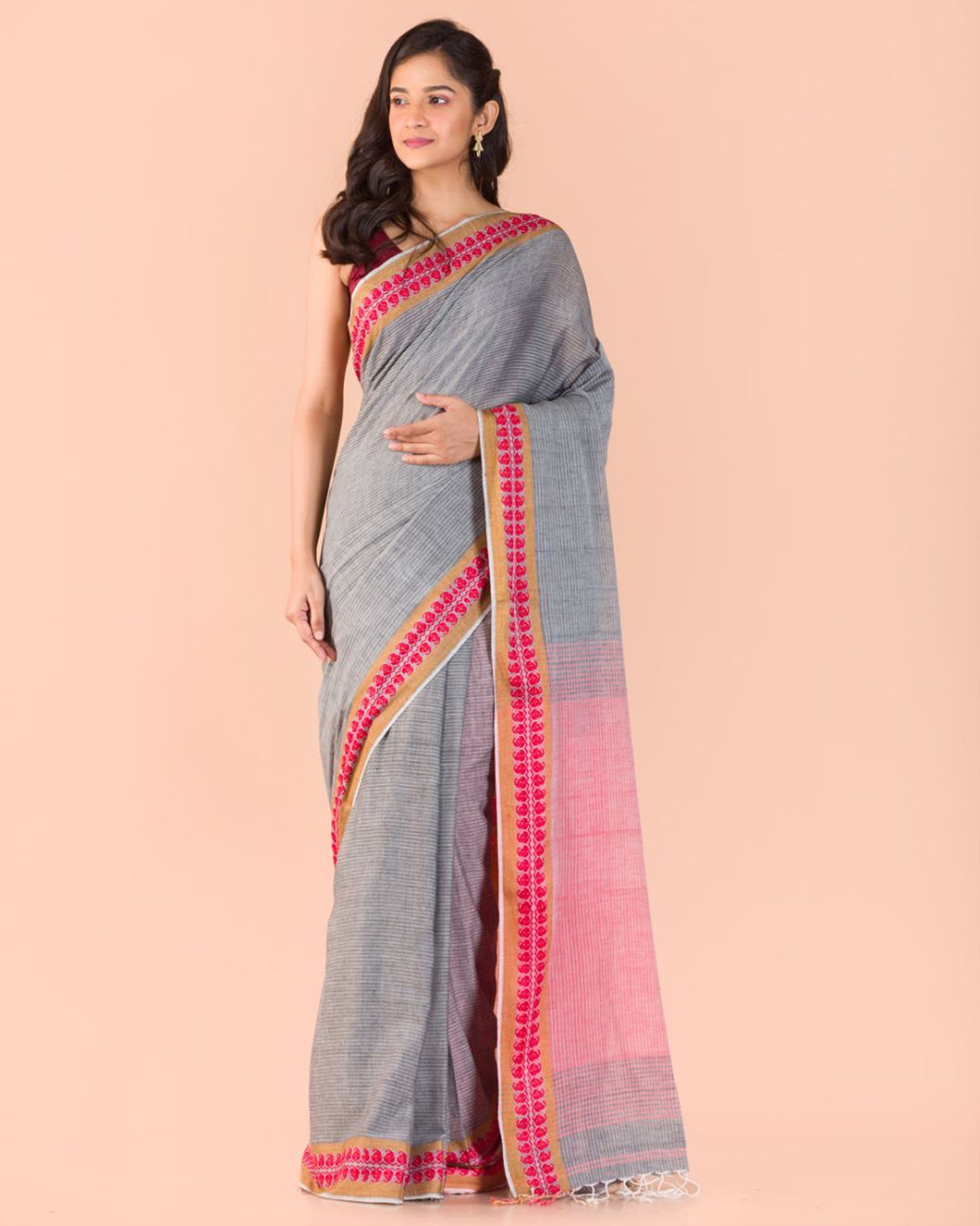 Grey Handwoven Cotton Saree