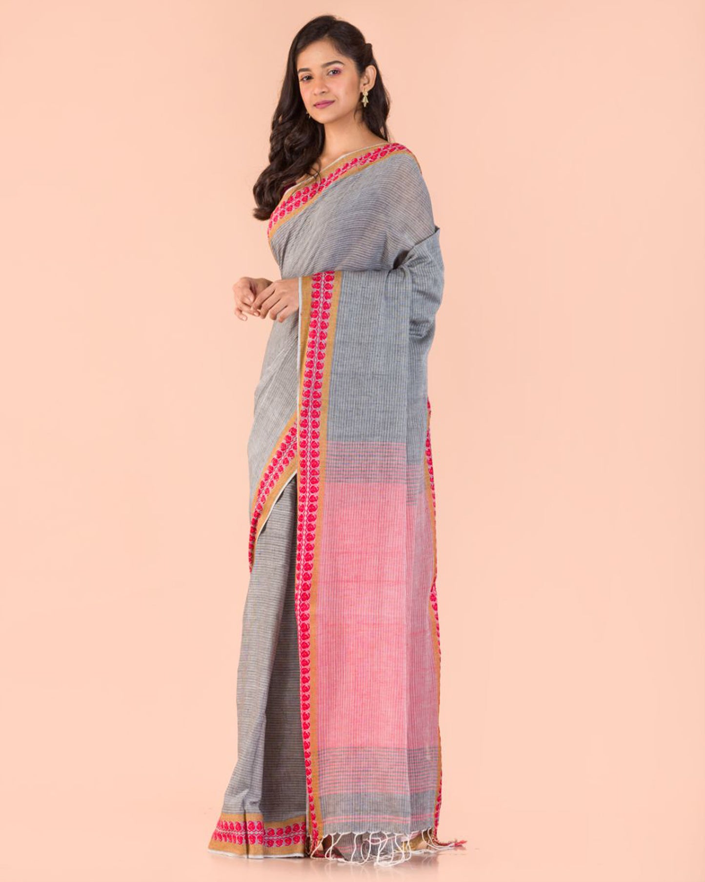 Grey Handwoven Cotton Saree