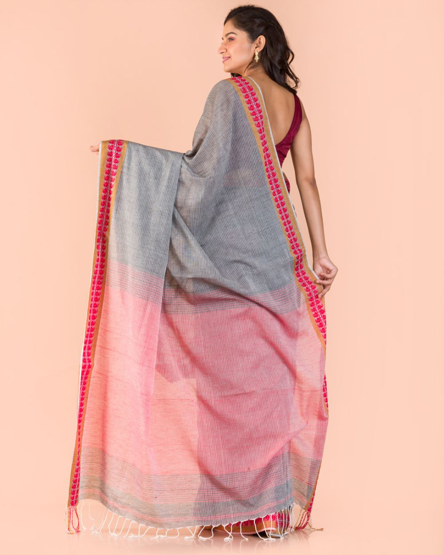 Grey Handwoven Cotton Saree