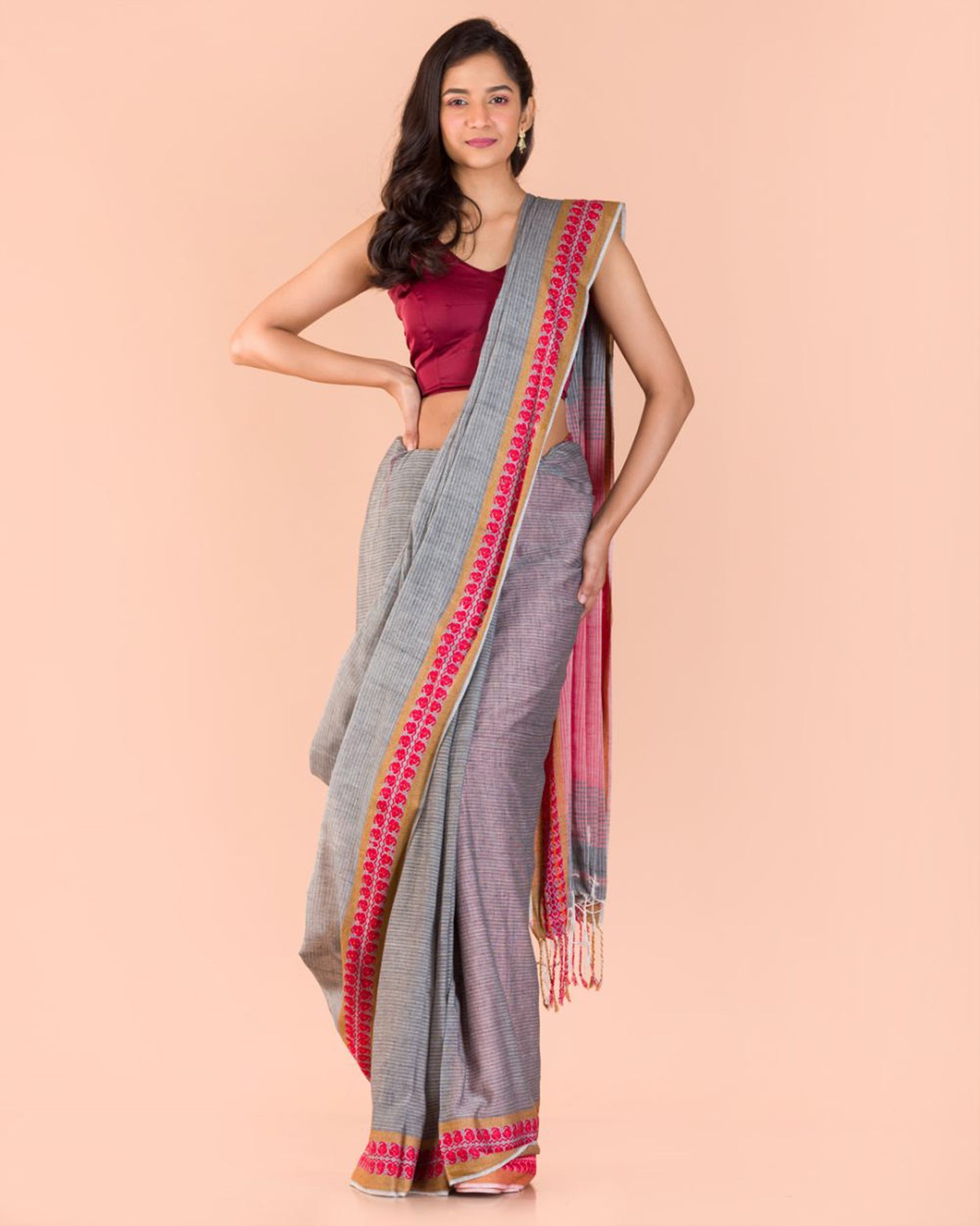 Grey Handwoven Cotton Saree