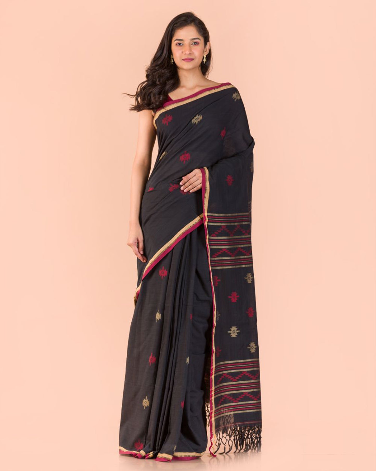 Black Cotton Jamdani Saree