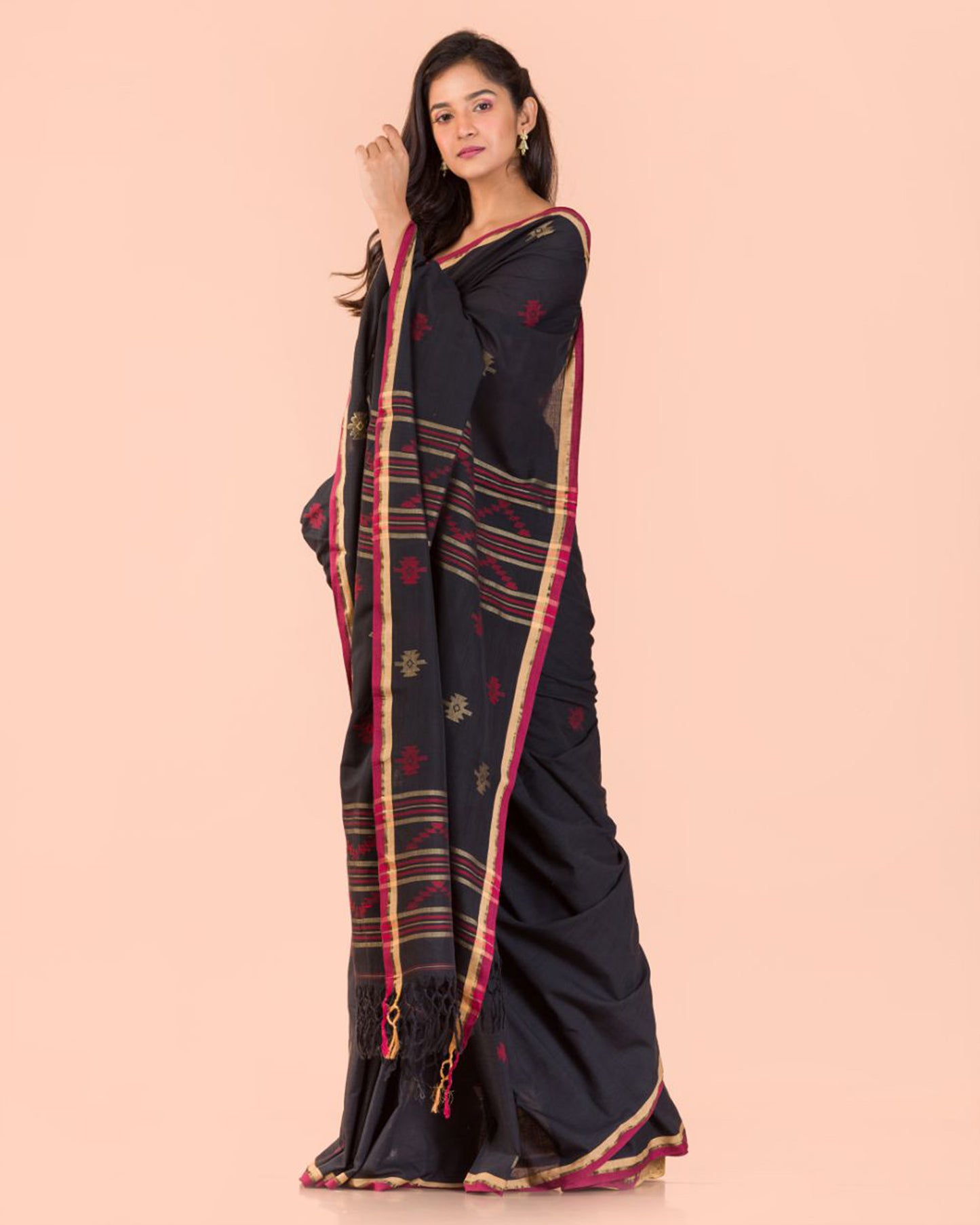 Black Cotton Jamdani Saree