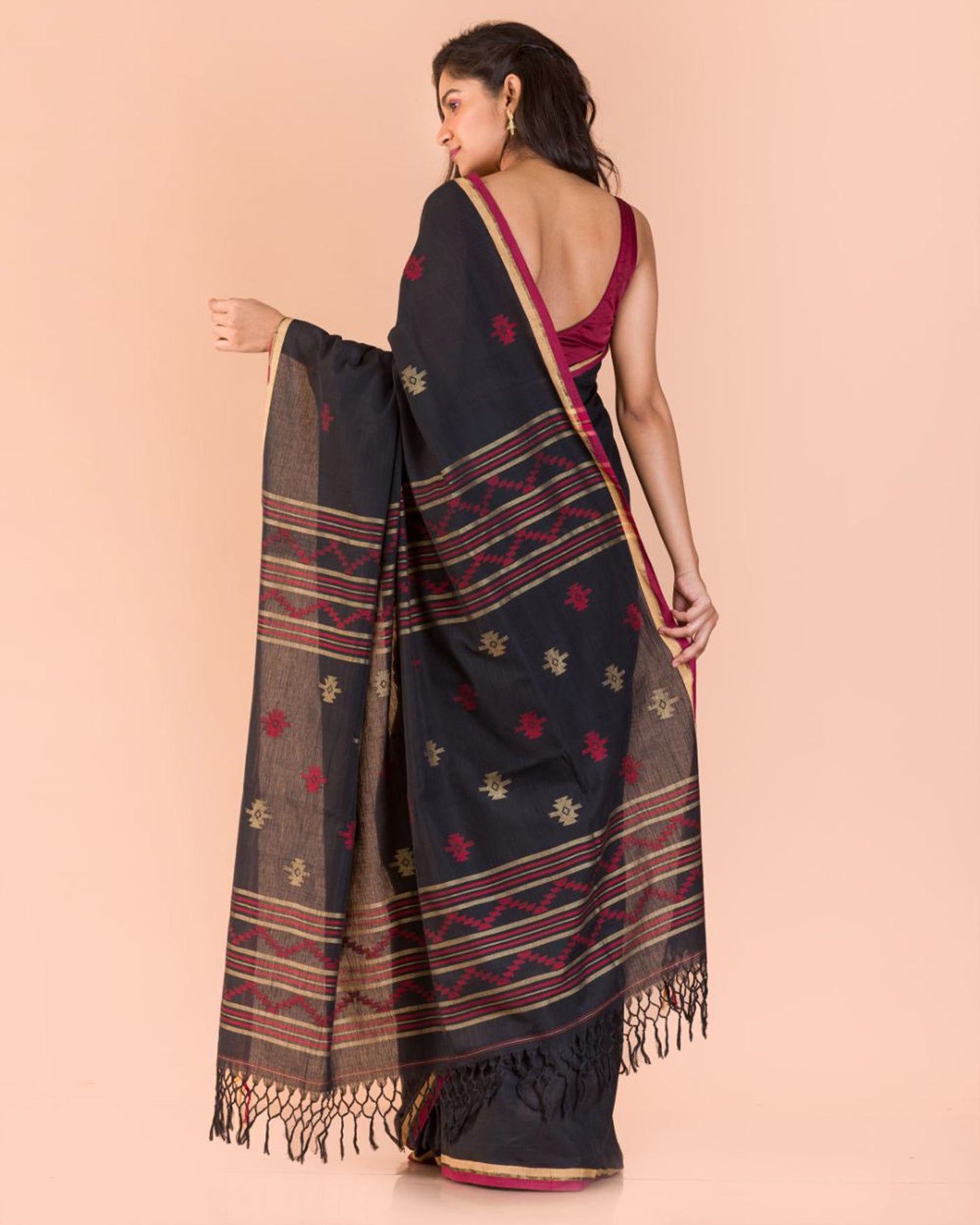 Black Cotton Jamdani Saree