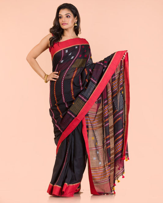 Black Cotton Jamdani Saree