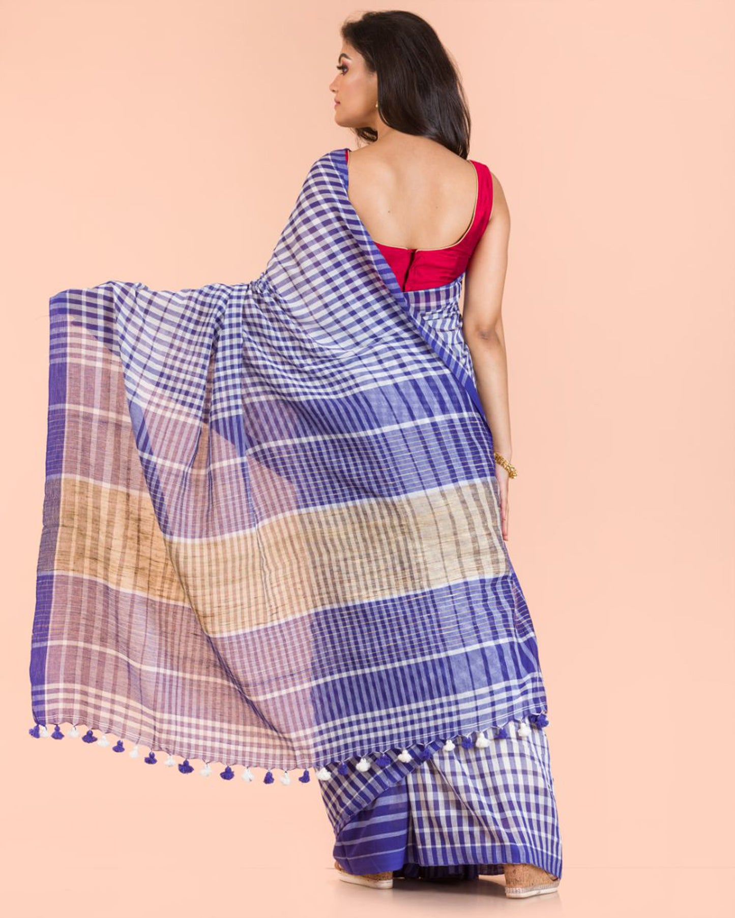 Blue White Handwoven Cotton Saree