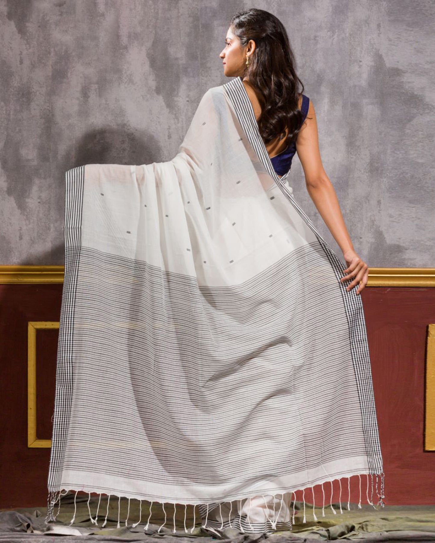 White Handwoven Cotton Saree