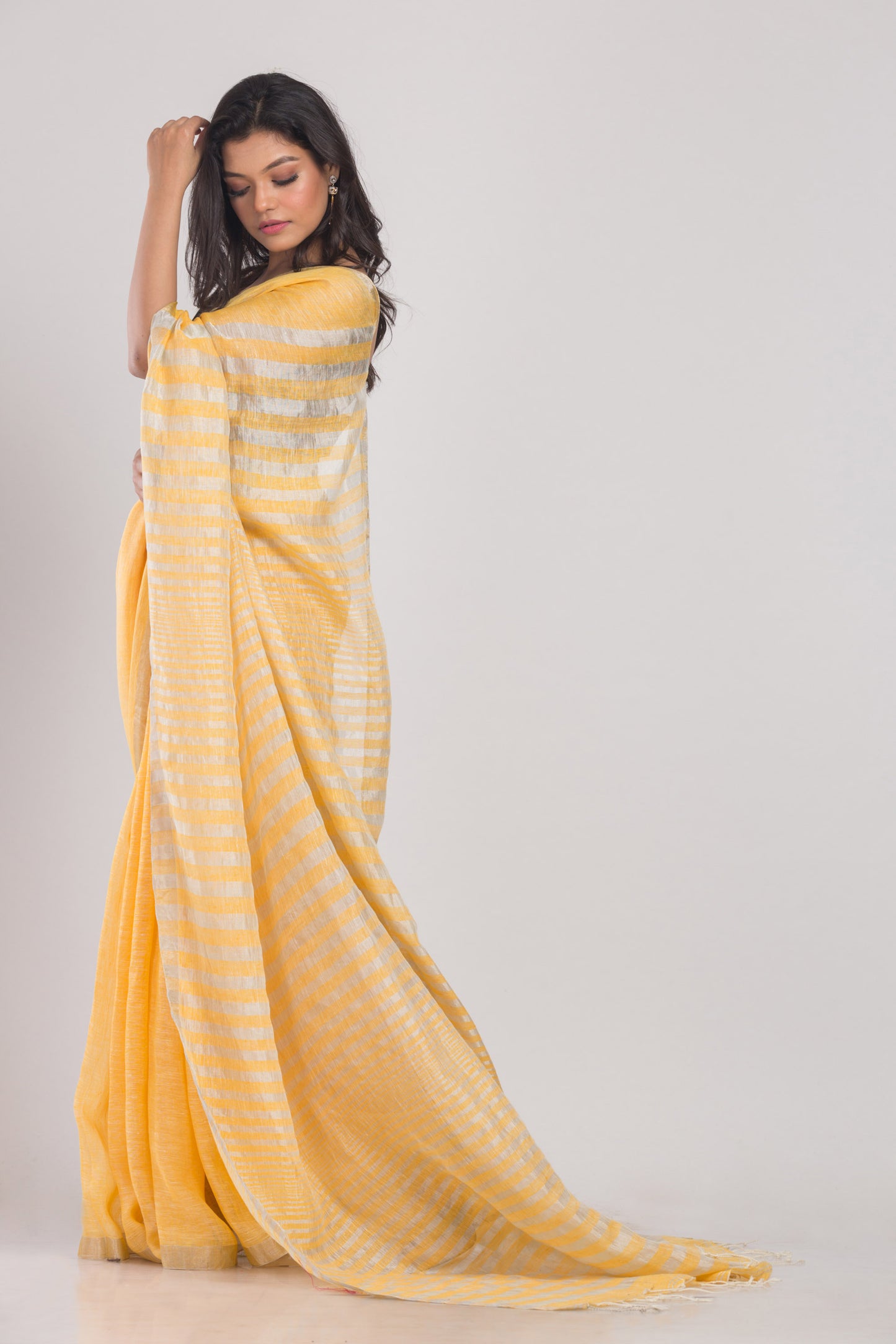 Yellow Handwoven Linen Saree