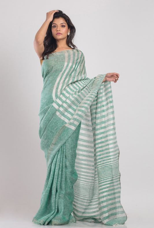 Green Handwoven Linen Saree