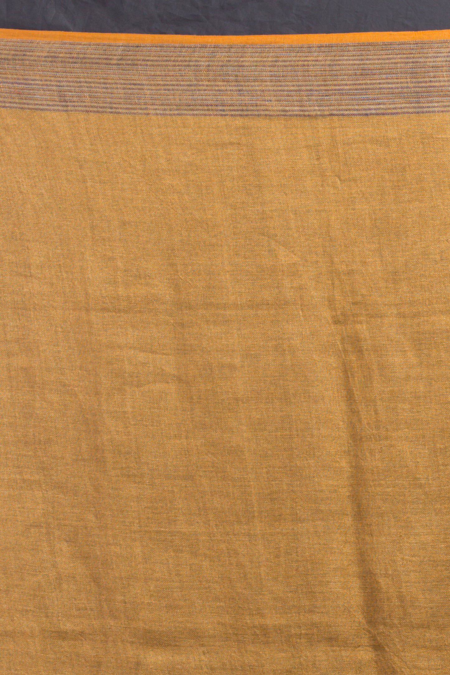 Mustard Brown Handwoven Linen Saree