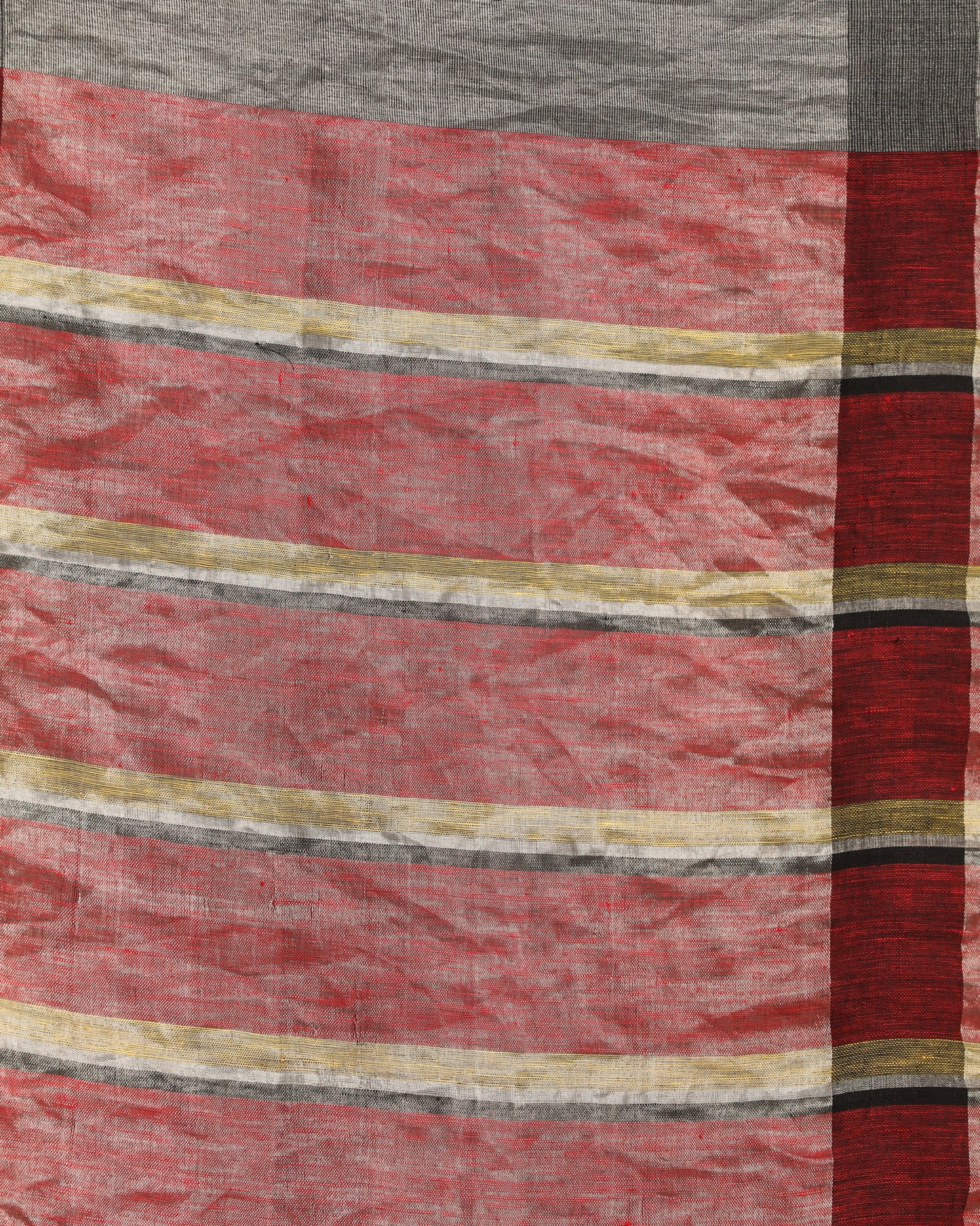 Red Handloom Check Linen Saree