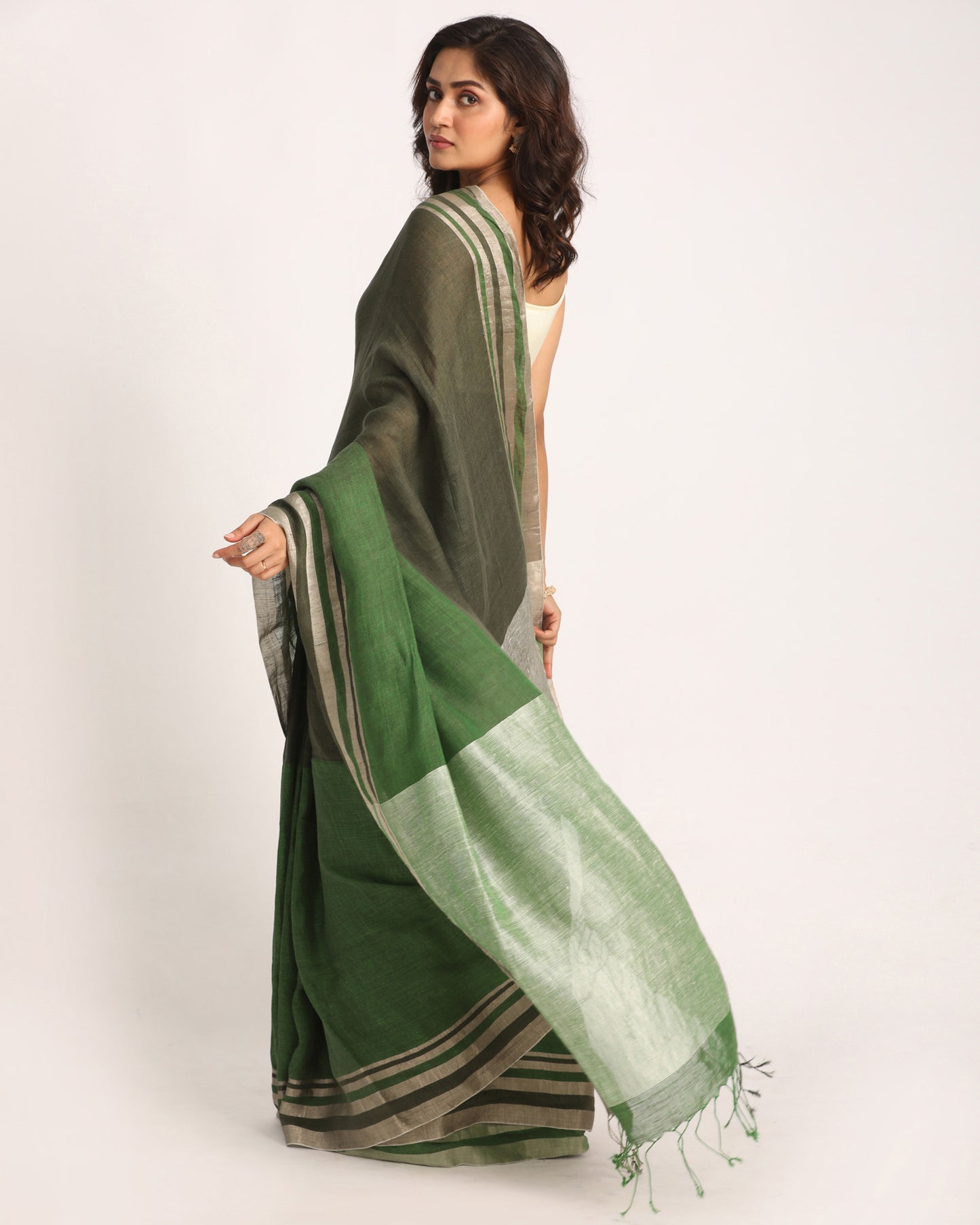 Multicolour Traditional Handloom Linen Saree