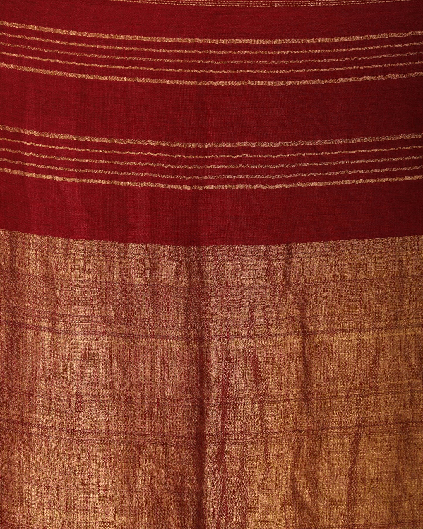 Maroon Traditional Handloom Linen Saree