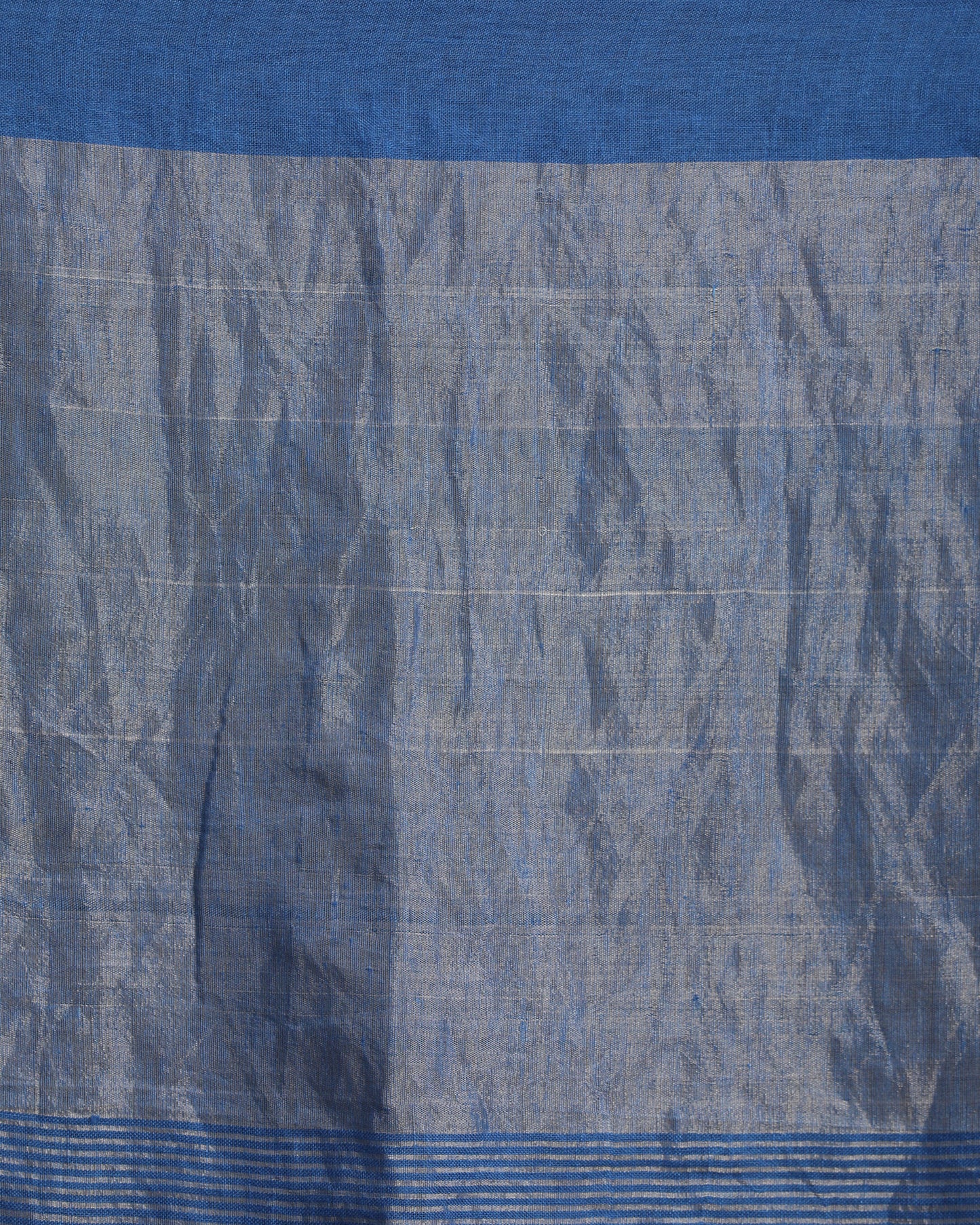 Royal Blue Check Traditional Handloom Linen Saree