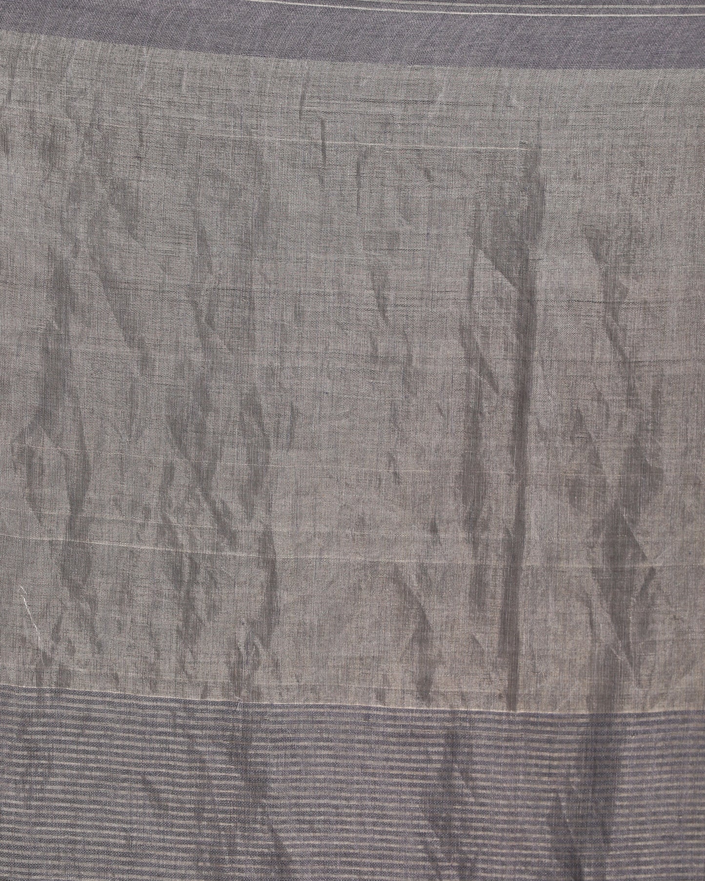 Grey Blue Check Traditional Handloom Linen Saree