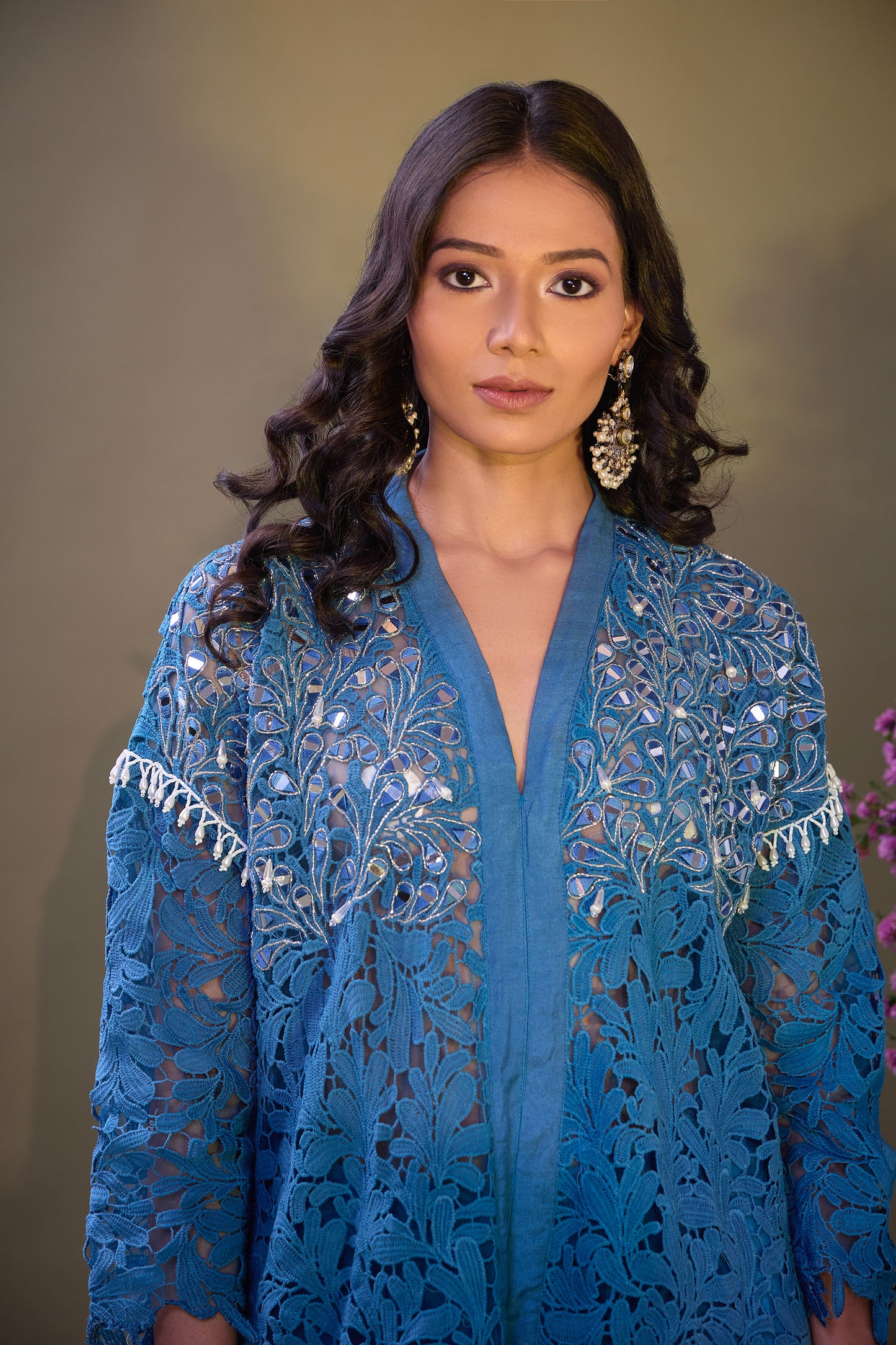 Ira Patiala Hand Embroidered Dark Teal Blue Designer Suit Set