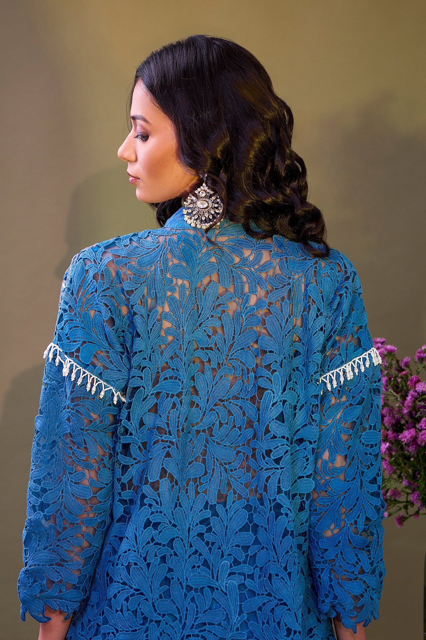 Ira Patiala Hand Embroidered Dark Teal Blue Designer Suit Set