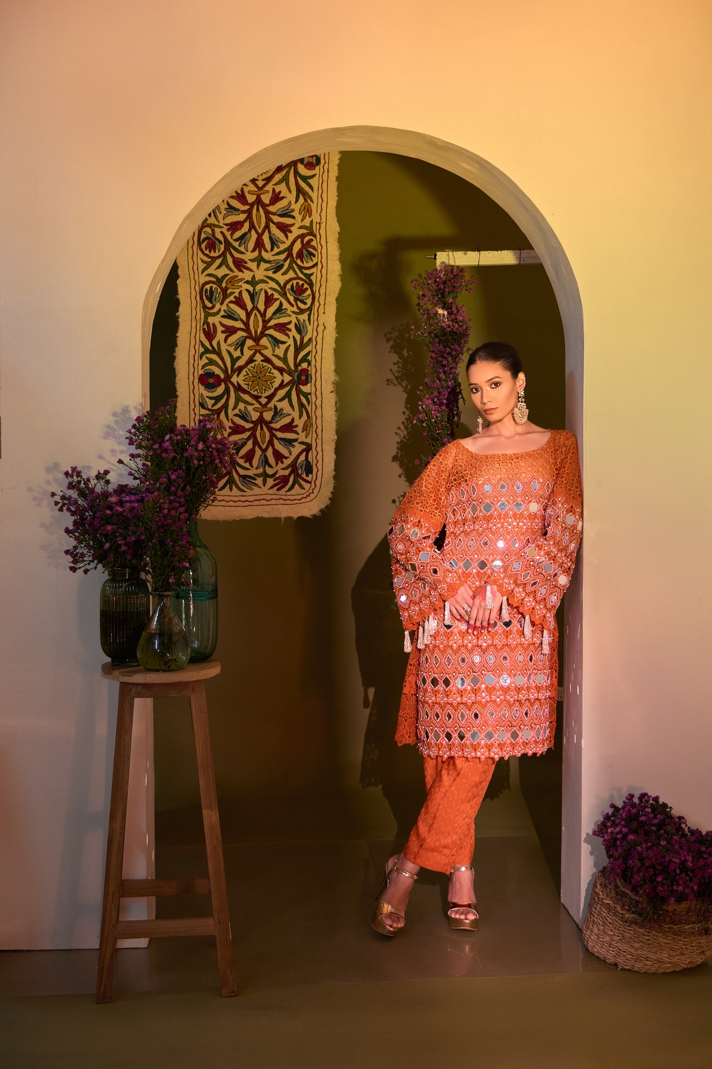 Rust Orange Designer Kurta Suit Set