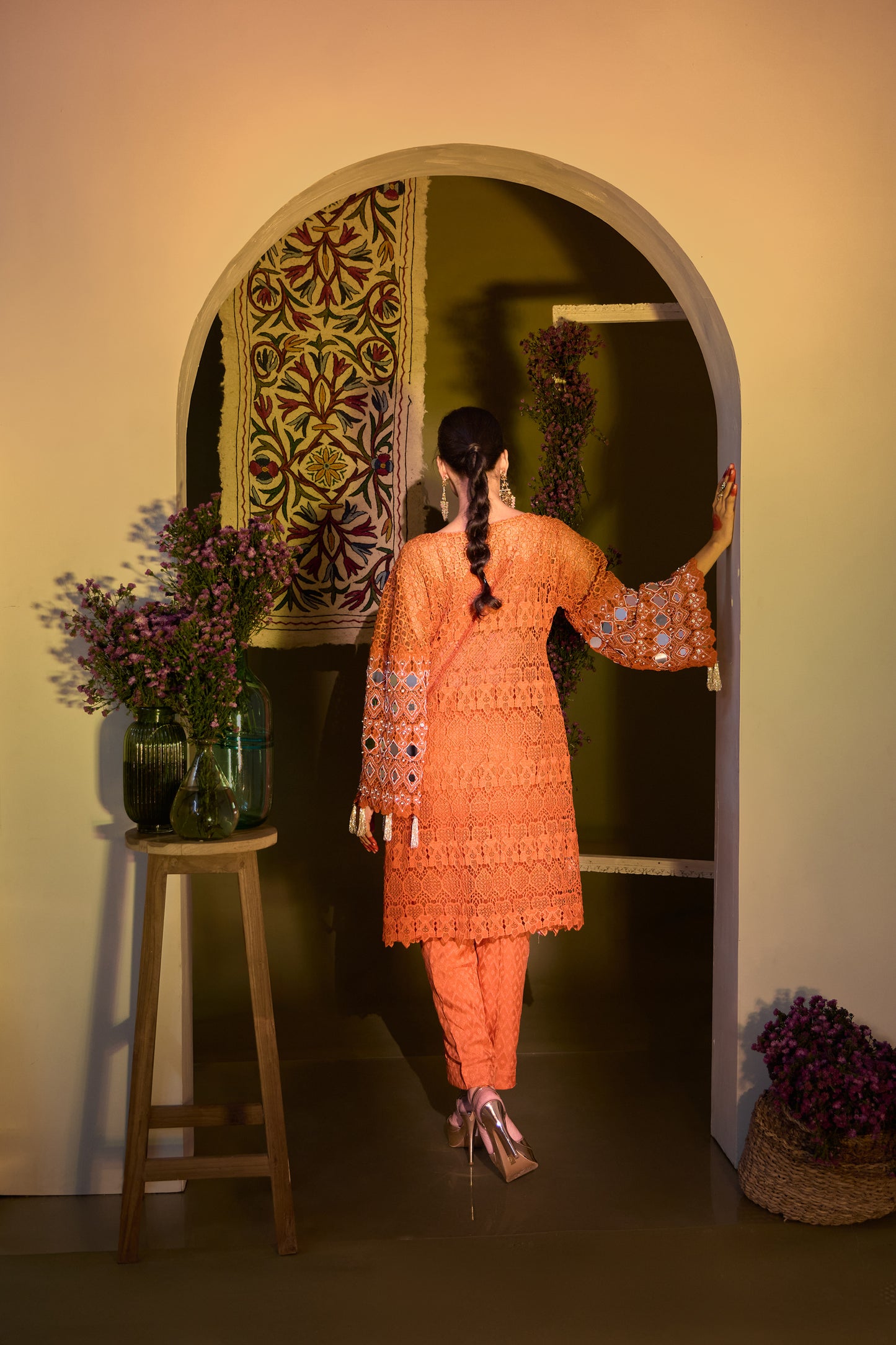 Rust Orange Designer Kurta Suit Set