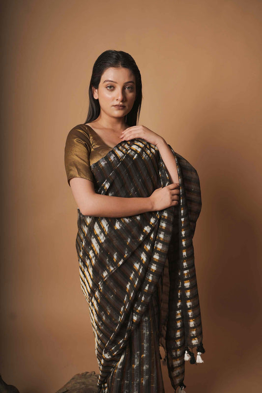 Aashna | Black Handloom Cotton Saree