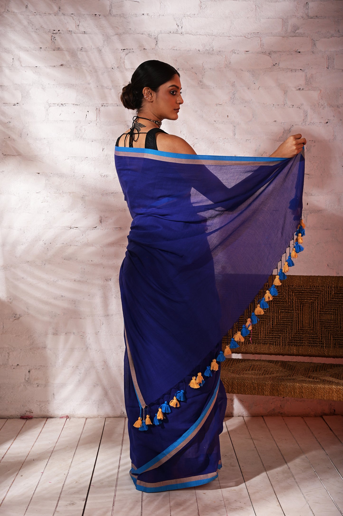 Anokhi Kahani |Dark blue mul cotton saree