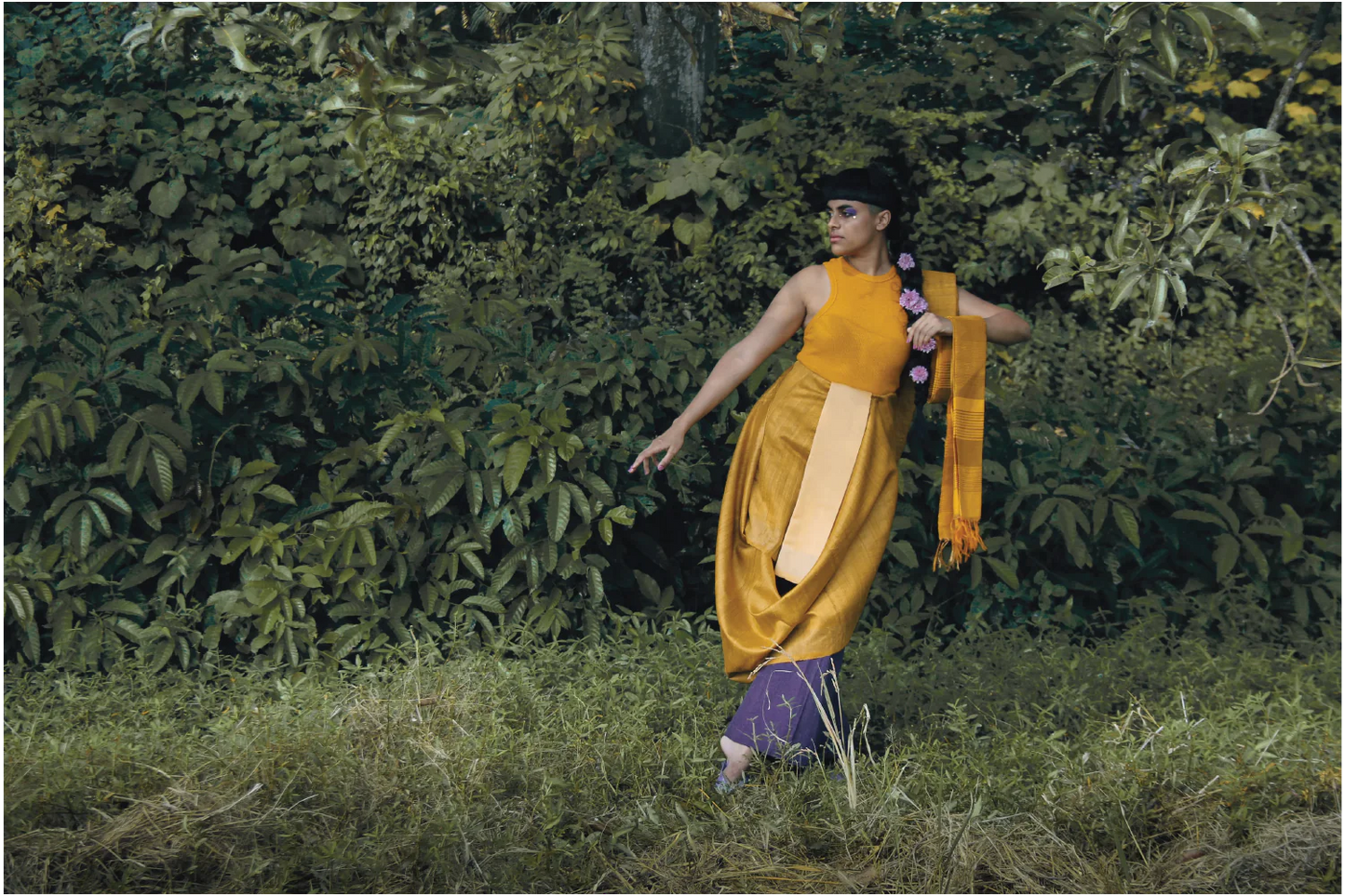 Yellow Handloom Tussar silk saree with Gold Zari border