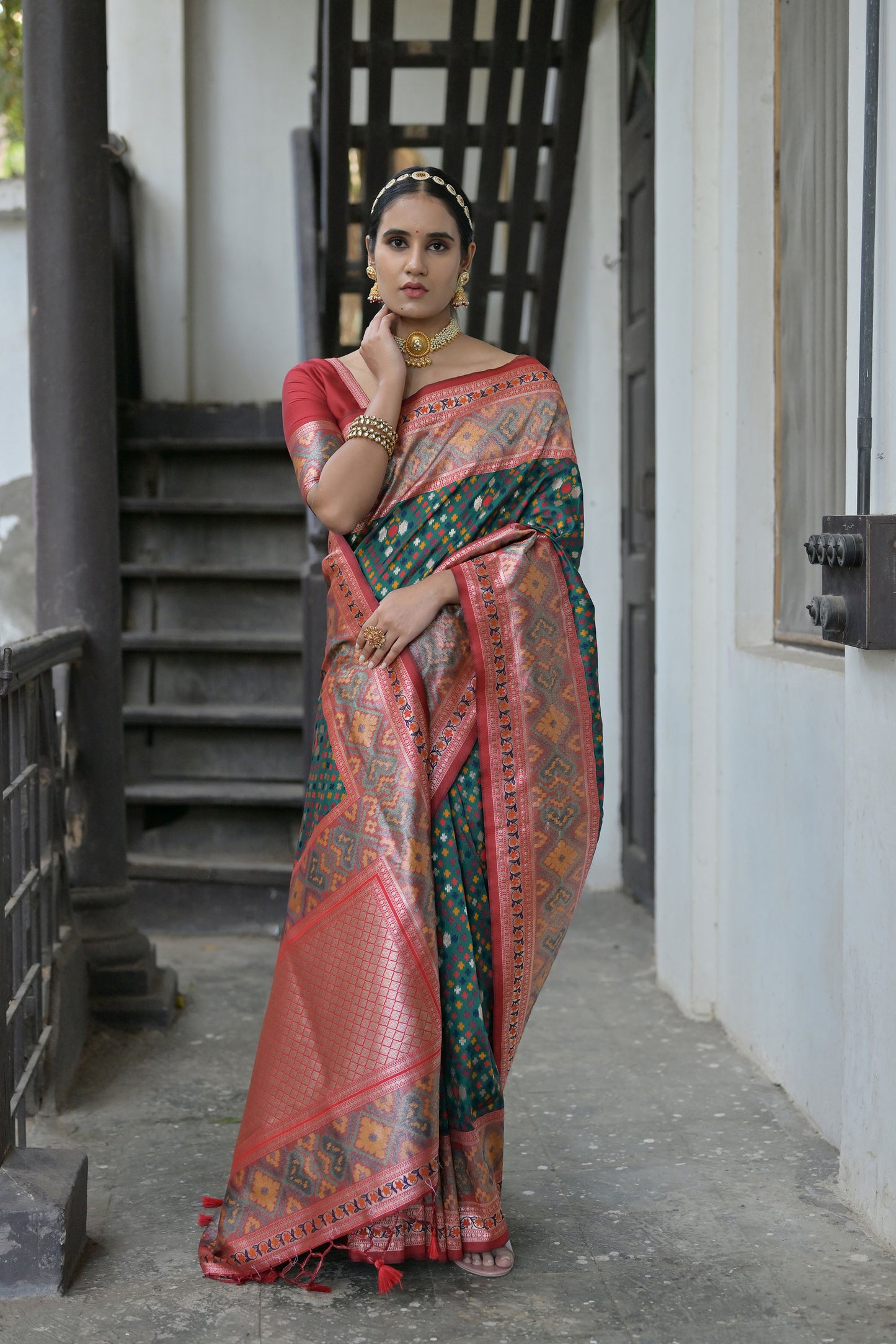 Bhakti Patola Green Paithani Silk meenakari weave Saree