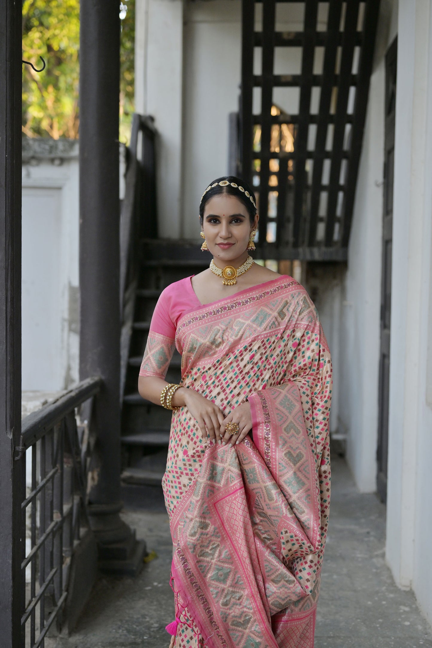 Bhakti Patola Chiku Paithani Silk meenakari weave Saree