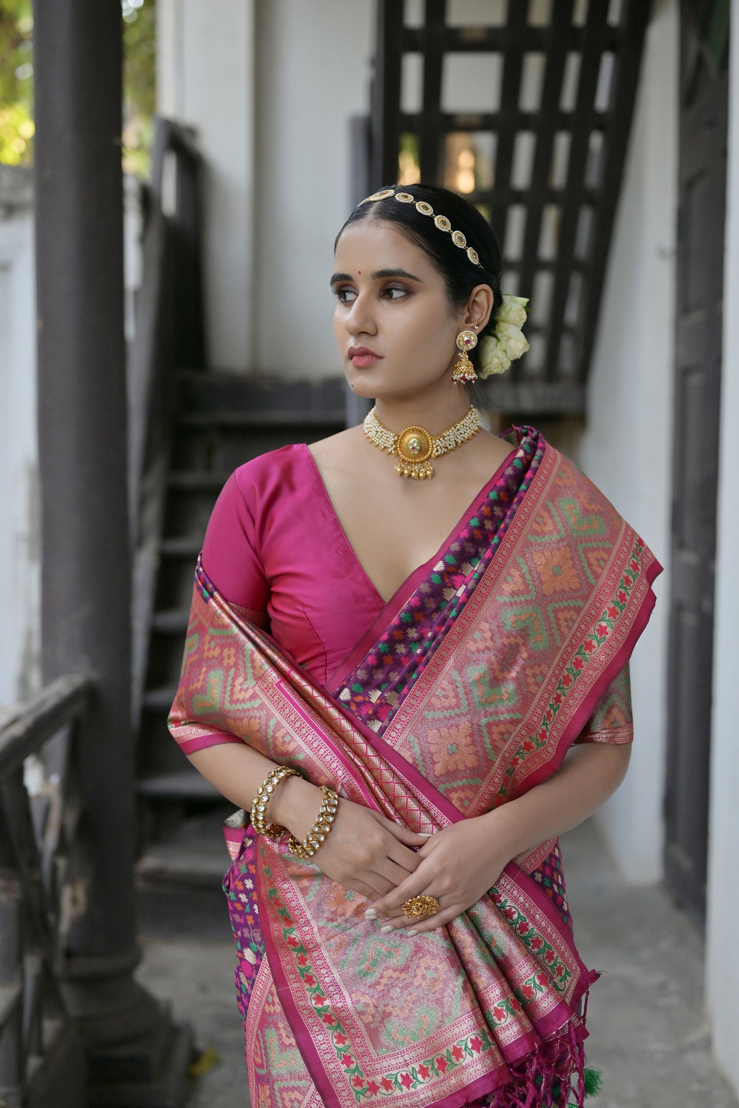 Bhakti Patola Wine Paithani Silk meenakari weave Saree