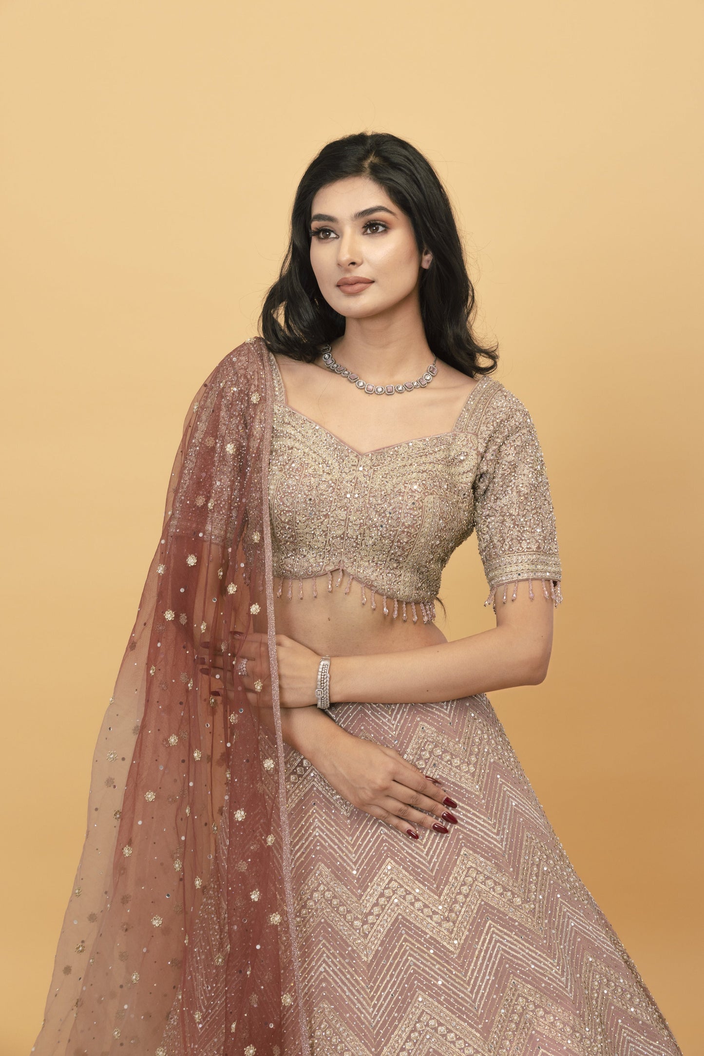 Peach georgette Ombre Lehenga