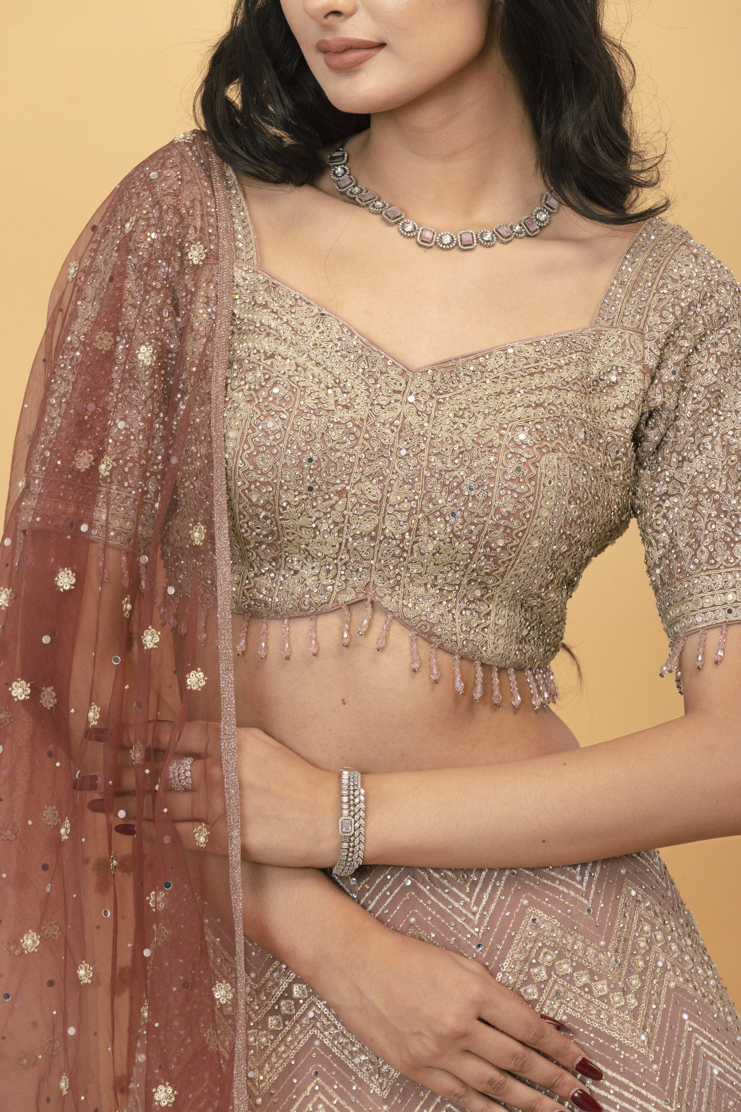 Peach georgette Ombre Lehenga