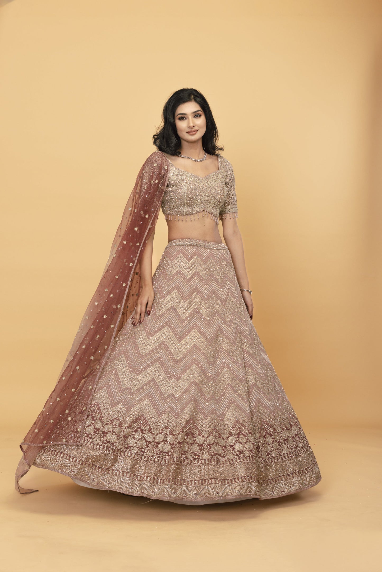 Peach georgette Ombre Lehenga