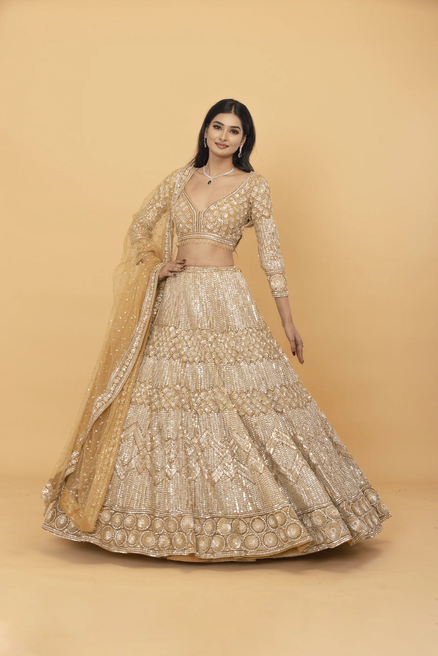 Golden Net lehenga