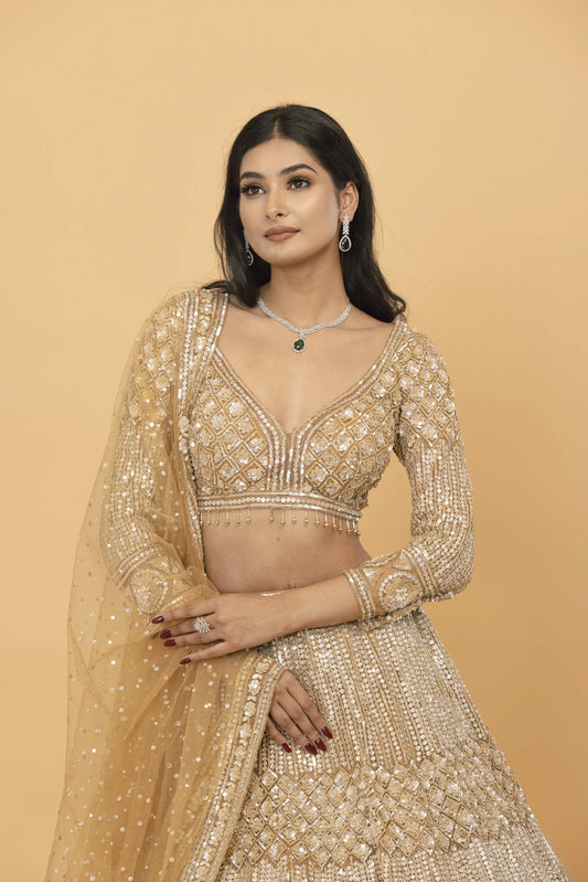 Golden Net lehenga