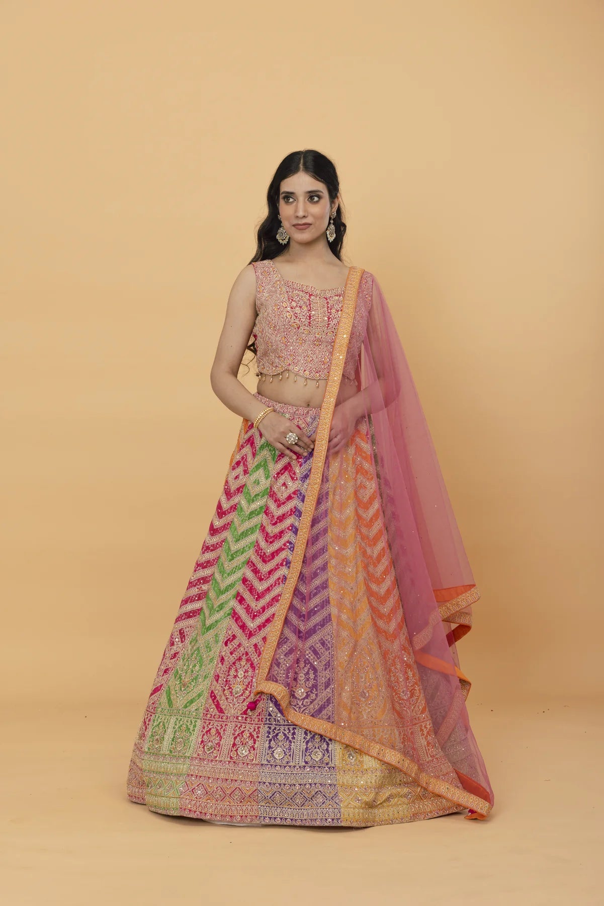 Multi colored bridal lehenga