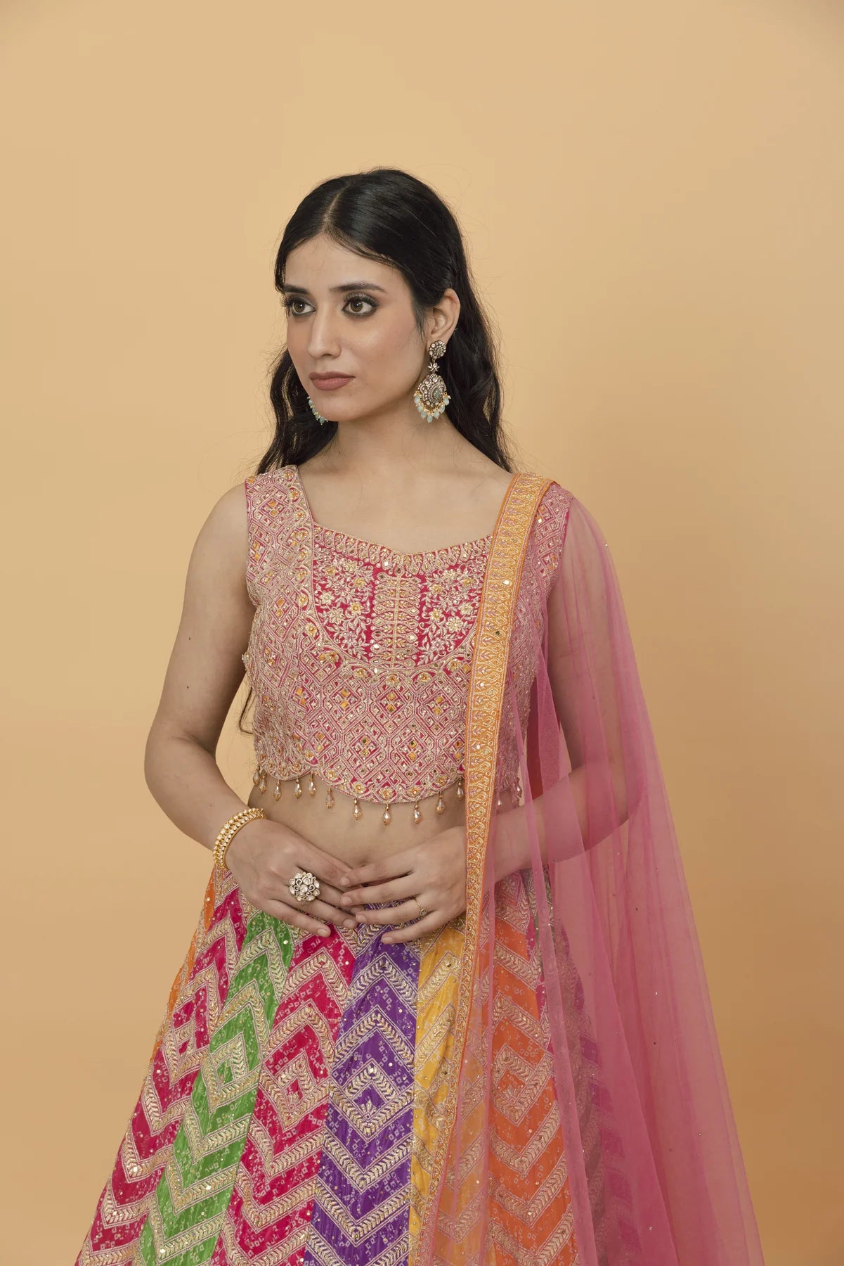 Multi colored bridal lehenga