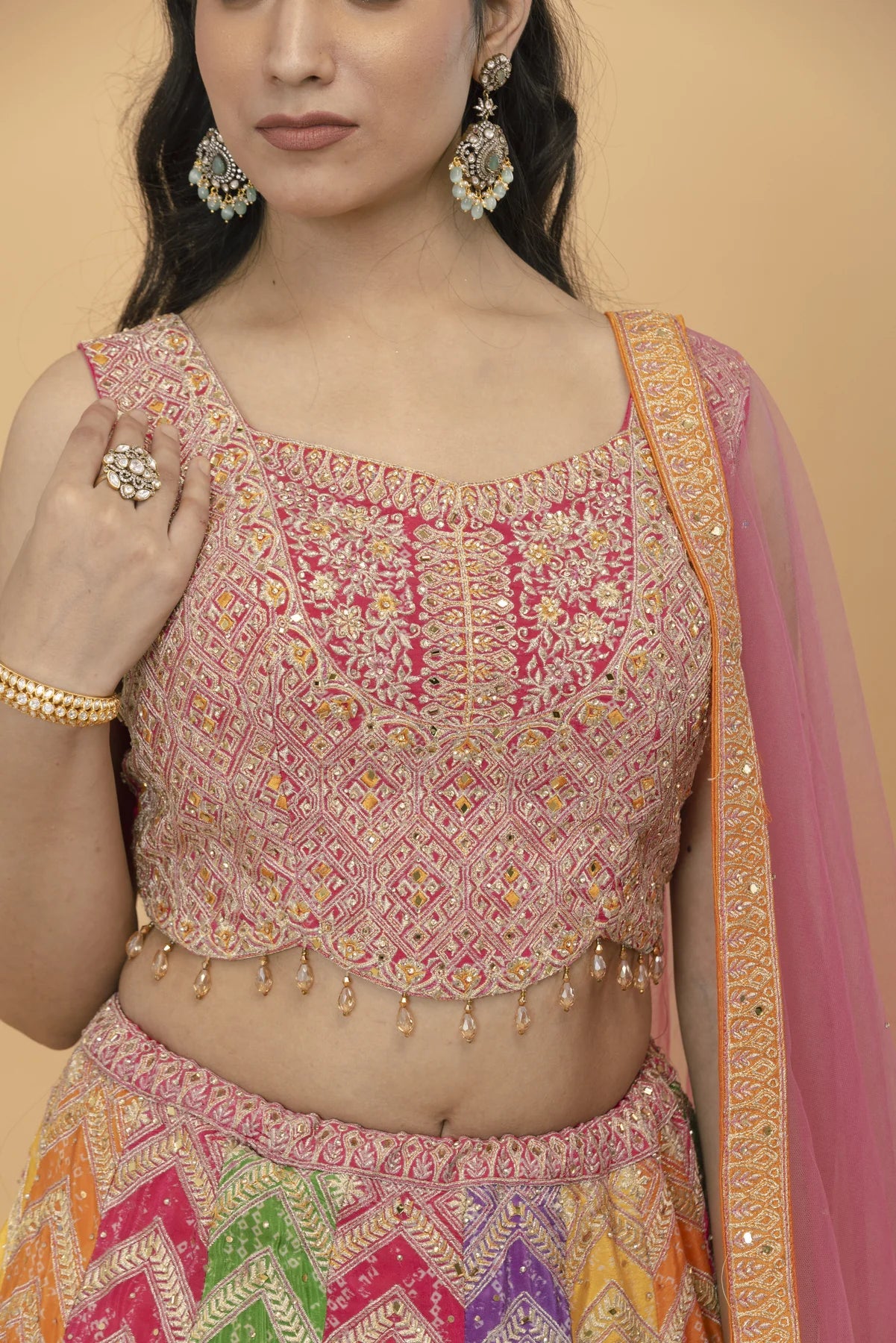 Multi colored bridal lehenga