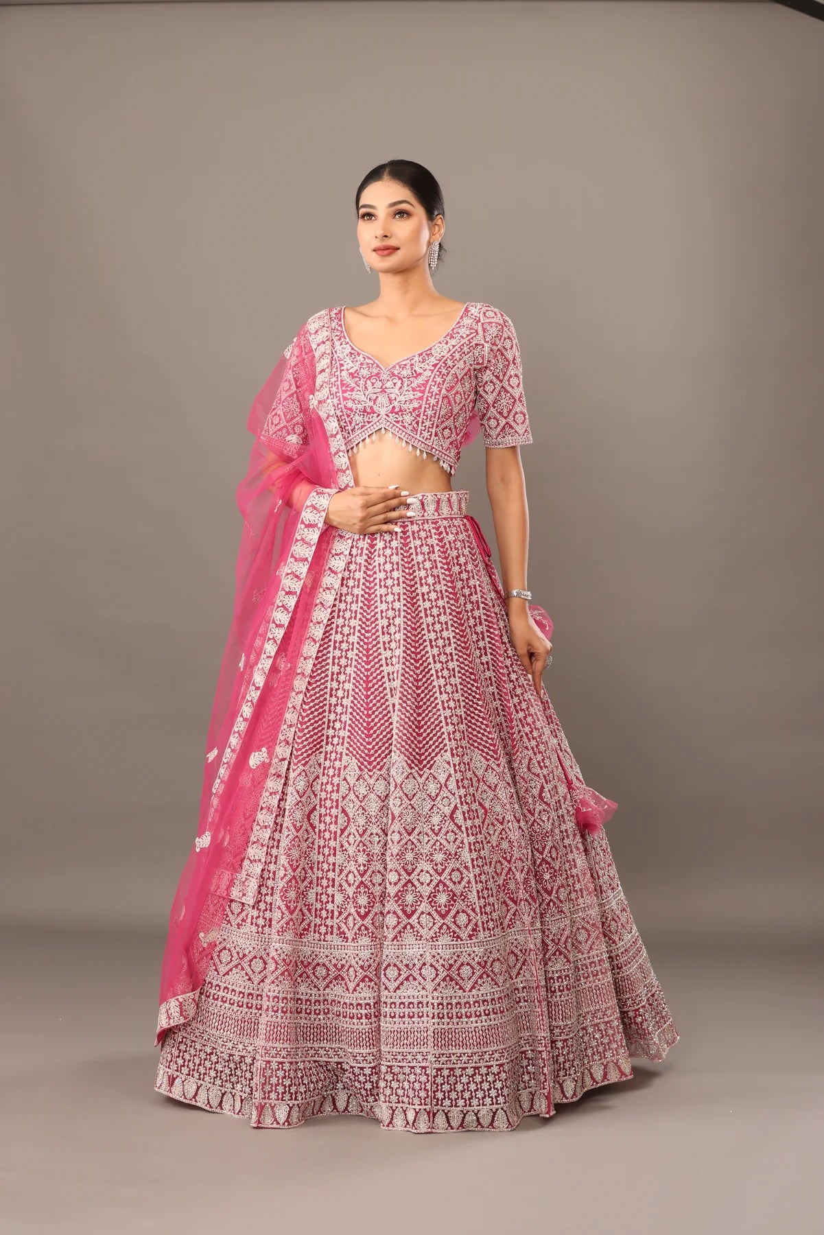 Pink embroidery Lehanga bhasin