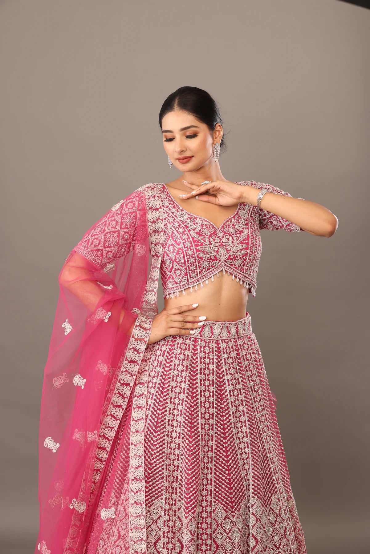 Pink embroidery Lehanga bhasin