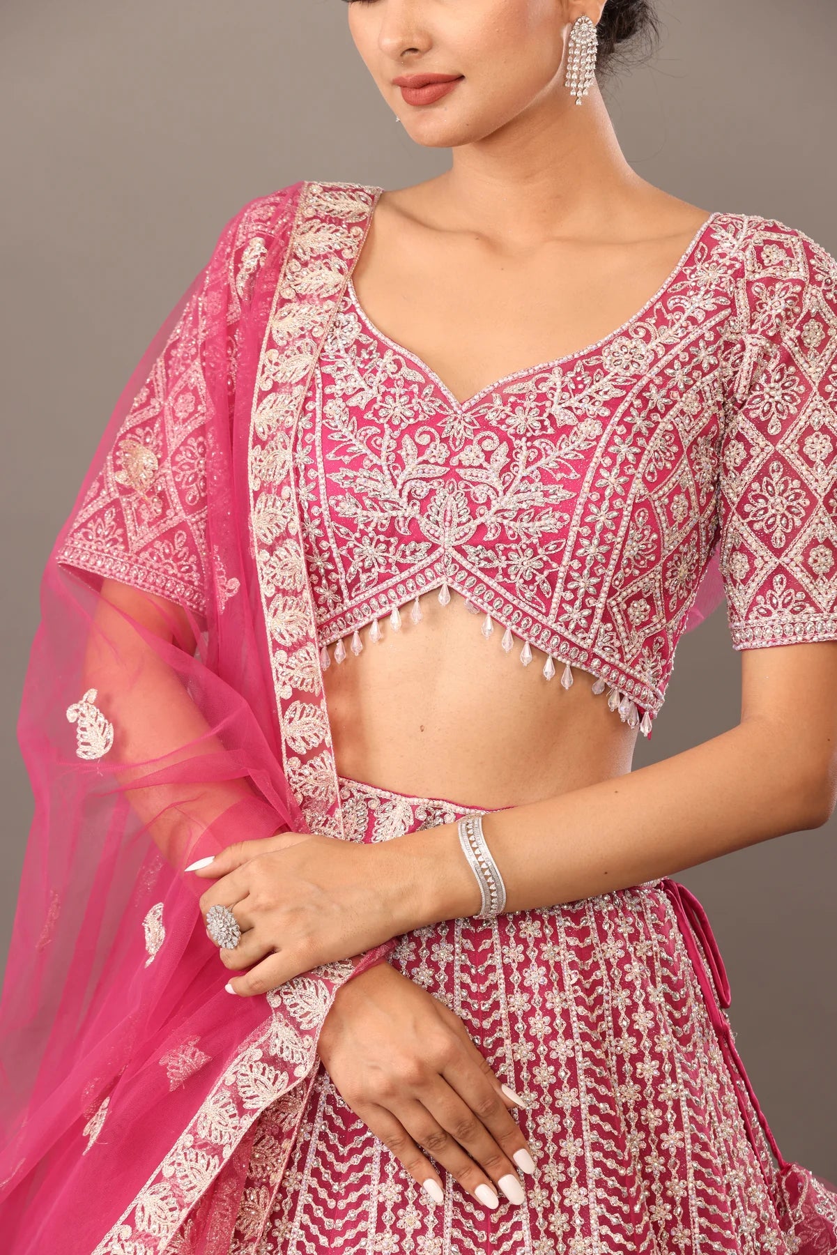 Pink embroidery Lehanga bhasin